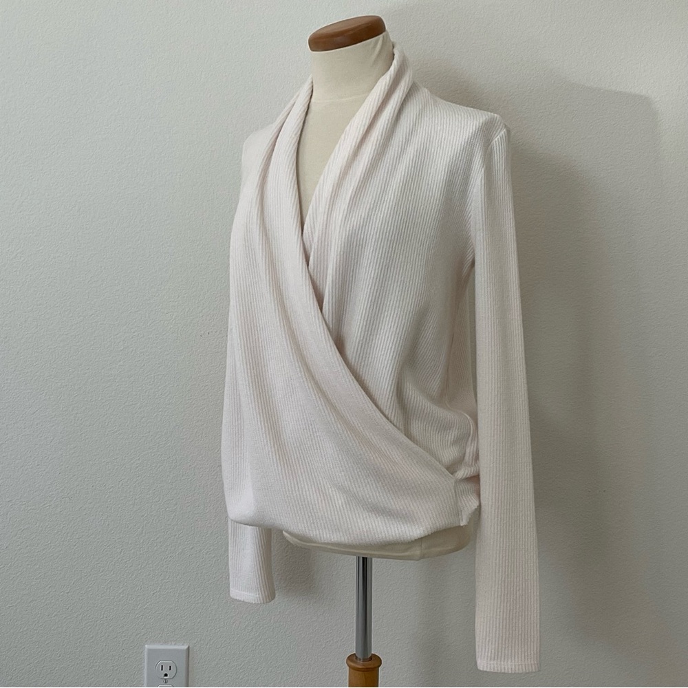 Daily Practice by Anthropologie Front Wrap Thermal Rib Top S